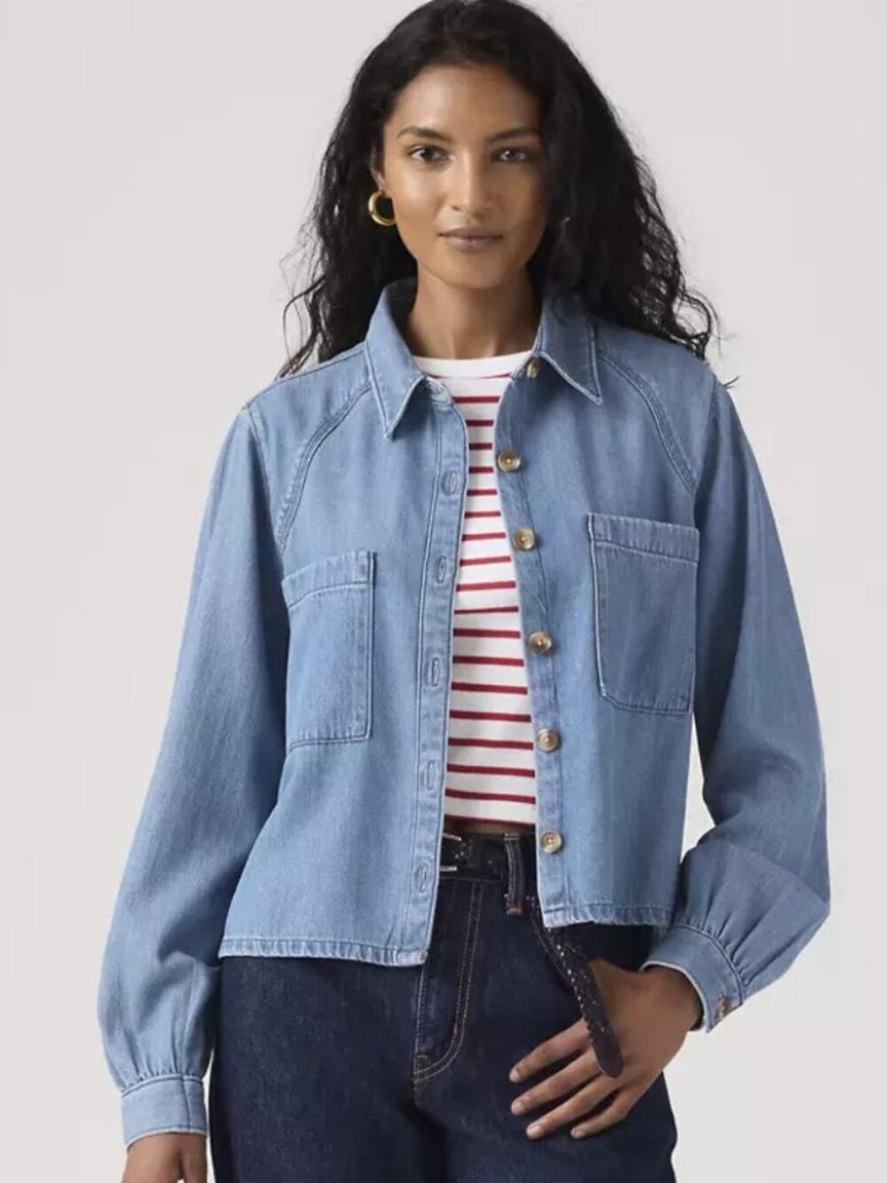 Levi's Tini Long Sleeve Blue Denim Utility Shirt - Size XS